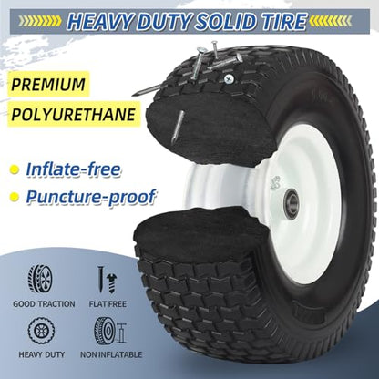 GICOOL 15x6.00-6 Flat Free Lawn Mower Tire and Wheel, 15x6-6nhs Riding Mowers Lawn Tire and Wheel with 3/4" Bearing, 3" Centered Hub, 2 Pack - color: Turf-Pattern Tread, size: 15x6.00-6 Flat-Free Tire