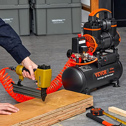 VEVOR 2.1 Gallon Air Compressor, 1.2HP 2.2 CFM@90PSI Air Compressors with Max. 116PSI Pressure, Oil Free Compressor Tank for Auto Repair, Tire Inflation, Spray Painting, Woodwork Nailing - size: 2.1 Gallon