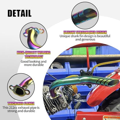 Mini Bike Exhaust Header Kit, Fit Predator 196cc 212cc 224cc GX160 Clone - size: colorful