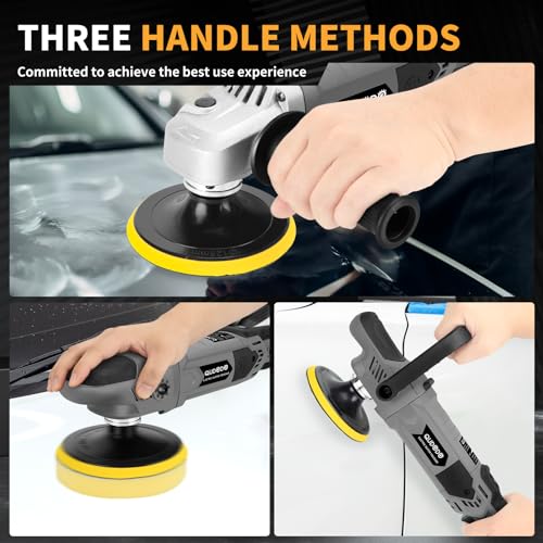 Car Buffer Polisher, Pulidora De Autos 5 Inch/7 Inch with 6 Variable Speed 600-3600rpm, Polishing Machine Kit with Detachable Handle & Buffing Pads, Pulidora for Car, Boat Sanding, Waxing