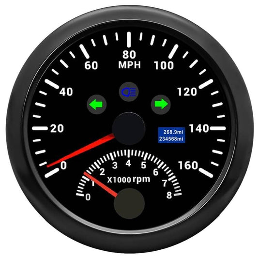 ARTILAURA GPS Speedometer 0-160MPH with Tach 8000 RPM Marine Boat GPS Speedometer Tachometer 85mm 3 3/8" AUTO Gauge (All Black) - color: All Black, size: 160MPH and 8000RPM