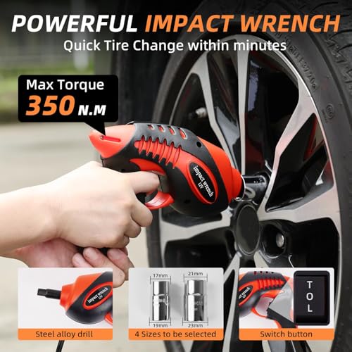STANDTALL Electric Car Jack 5 Ton 12V Hydraulic, Impact Wrench, Inflator - color: Black Jack+Impact Wrench
