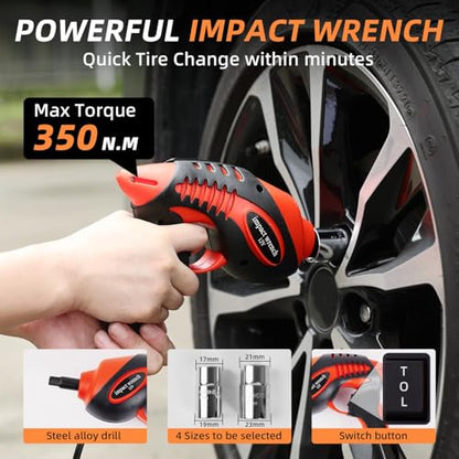 STANDTALL Electric Car Jack 5 Ton 12V Hydraulic, Impact Wrench, Inflator - color: Black Jack+Impact Wrench
