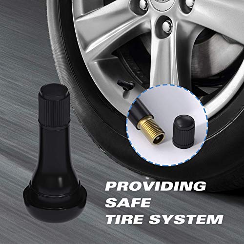 CKAuto TR413 Tubeless Rubber Snap-in Tire Valve Stems, Black, 5 Pcs/Bag - size: TR413