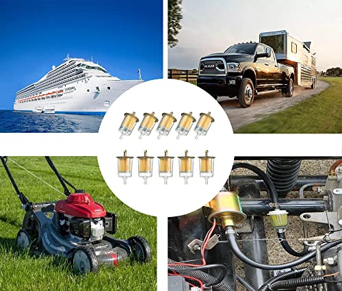 5/16" Universal Fuel Filters Industrial Tractors Cars Trucks Motorcycles Gas Powered Engine Inline Gas Fuel Line 10 Pack