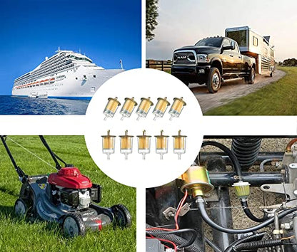 5/16" Universal Fuel Filters Industrial Tractors Cars Trucks Motorcycles Gas Powered Engine Inline Gas Fuel Line 10 Pack