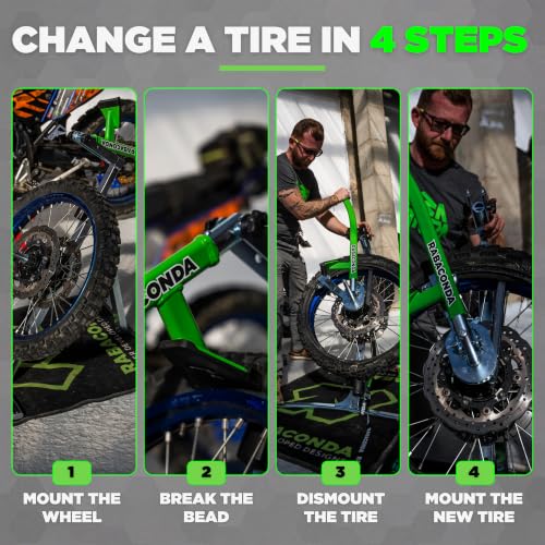 Rabaconda Motorcycle Tire Changer, Street Bike Starter Kit 12-21 in Wheels