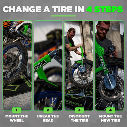 Rabaconda Motorcycle Tire Changer, Street Bike Starter Kit 12-21 in Wheels