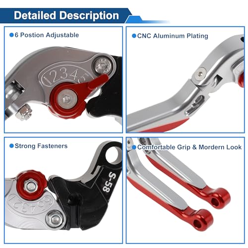 Short/Long Brake Clutch Lever for Suzuki GSXR600 2006-25 Titanium - color: Titanium Handle Red End