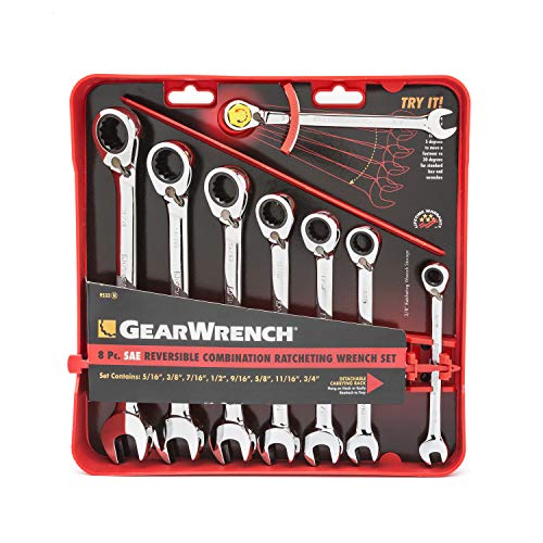 GEARWRENCH 8 Pc 72T Reversible Ratcheting Combination SAE Wrench Set |9533N