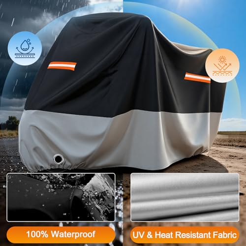 Favoto Motorcycle Cover Waterproof Outdoor All Weather Protection - size: 104"
