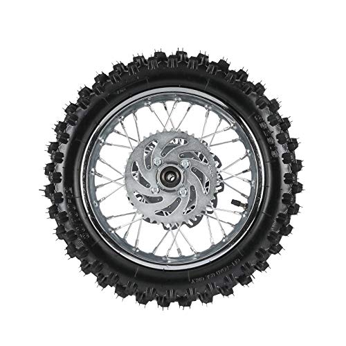 TDPRO 60/100-14(2.50-14) Front & 80/100-12(3.00-12) Rear Wheel Tire Rim With 12mm Bearing & Sprocket and Brake Disc Rotor Assembly for Dirt Pit Bike