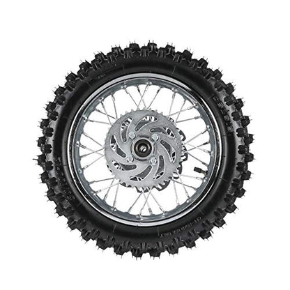 TDPRO 60/100-14(2.50-14) Front & 80/100-12(3.00-12) Rear Wheel Tire Rim With 12mm Bearing & Sprocket and Brake Disc Rotor Assembly for Dirt Pit Bike
