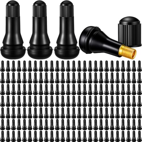 Tallew 300 Pieces TR413 Tire Valve Stems, Rubber Snap-in Tubeless, Black