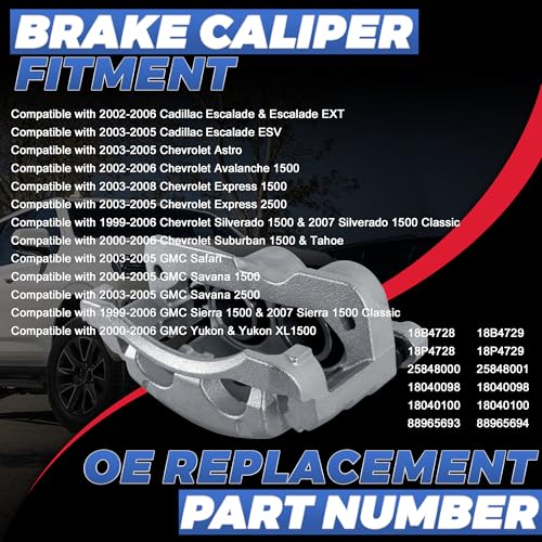 18B4728 18B4729 Front Disc Brake Calipers Compatible with 1999-06 Chevy - size: Front 18B4728+18B4729