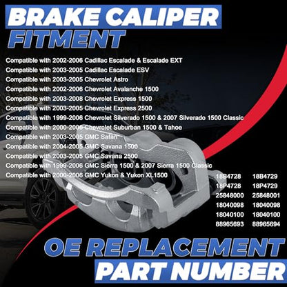 18B4728 18B4729 Front Disc Brake Calipers Compatible with 1999-06 Chevy - size: Front 18B4728+18B4729