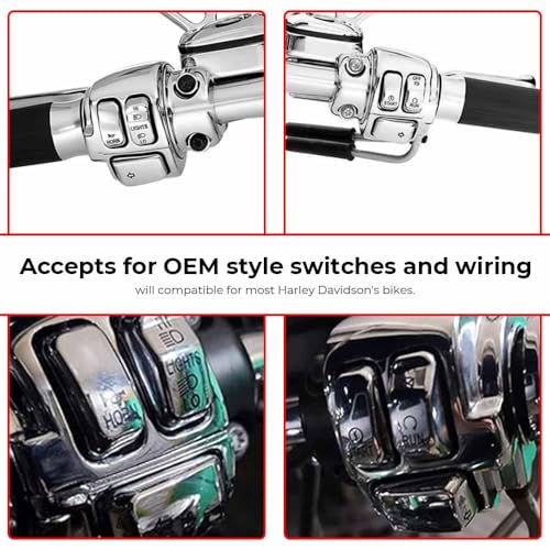 Motorcycle Handlebar Switch Housing Cover w/Button Caps Kit Fit for Harley 2014-2022 XL, 2012-2017 Dyna and 2012-2015 Softail (Chrome) - color: Chrome