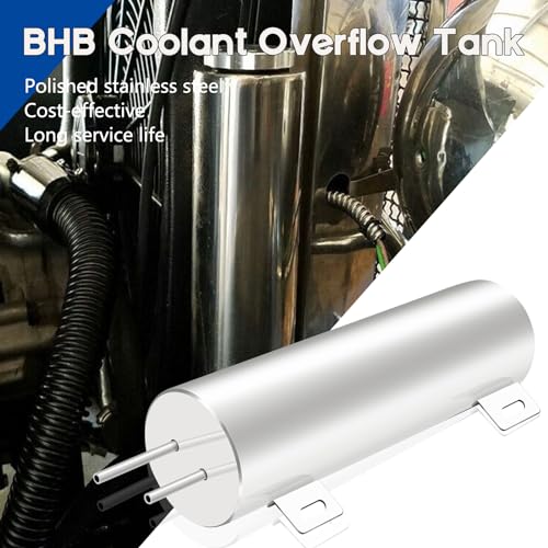 BHB 2 * 15 In Radiator Coolant Overflow Puke Tank Polished Stainless Steel Coolant Catch Can with Twist Cap 24 Oz Universal - size: 2*15