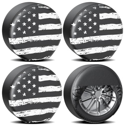 Moonet PVC Leather Tire Cover,White Flag 4-Pack, Universal Fit 19-22" - color: White Flag 4 Pack, size: XS for Tire Diameter 19-21 inch