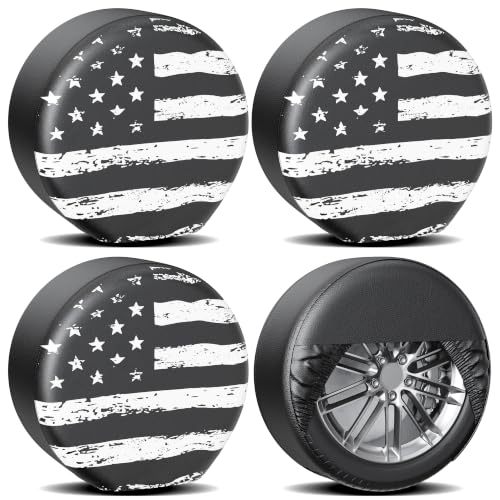 Moonet PVC Leather Tire Cover,White Flag 4-Pack, Universal Fit 24-26" - color: White Flag 4 Pack, size: S for Tire Diameter 24-26inch