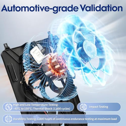Engine Cooling Radiator Fan Assembly Fit for Volvo Models - XC60 2010-2016, S60 2011-2016, XC70 2008-2015, S80 2008-2015, V60 2015-2016, V70 2008-2010, Reference Number 838-0009, FA71811 - size: 838-0009, FA71811