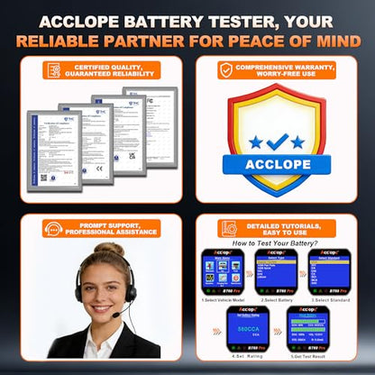 BT60 PRO 2-120AH Battery Tester 6V/12V/24V 100-3000 CCA QR Report - color: Black-Grey