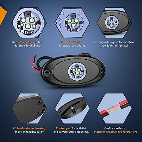 Nilight 4PCS White LED Rock Lights Underglow Wheel Well Pods - color: White, size: 4Pcs Pods