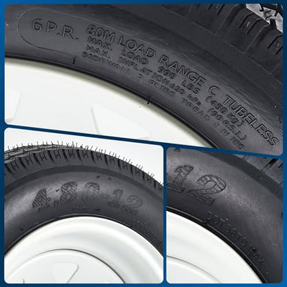 4.80-12 4.80x12 480-12 4.80-12 Trailer Tires with 12 in Rims, 4 Lug on 4 in, Load Range C, 6PR (480-12 with 4lug) - size: 4.80-12, style: 4 lug on 4"