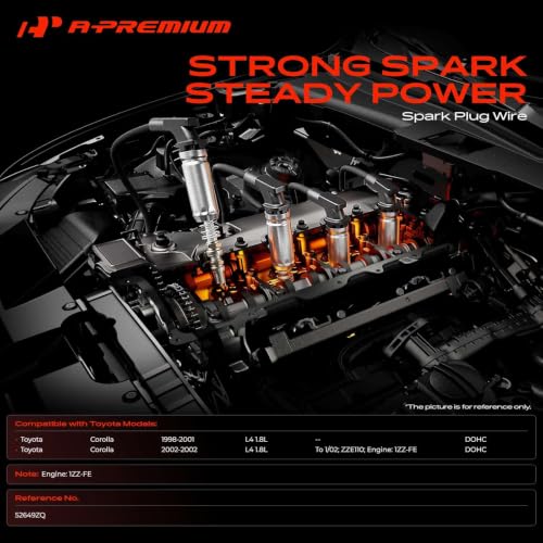A-Premium 5MM Spark Plug Wires Set of 4, 1.8L L4 Compatible with Toyota