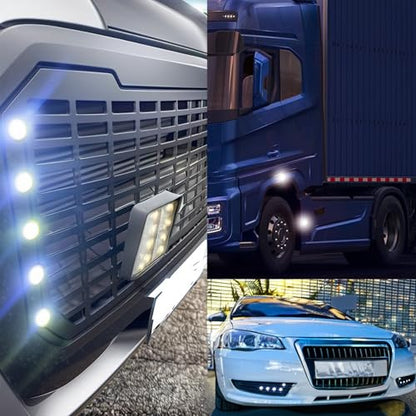 4Pcs 23mm COB DC 12V Eagle Eye LED Car Fog DRL Daytime Running Light Car ATV Camper Trunk Motorcycle Marker Lights Lamp Tail Reverse Fog Light Signal Lamp (White) - color: White