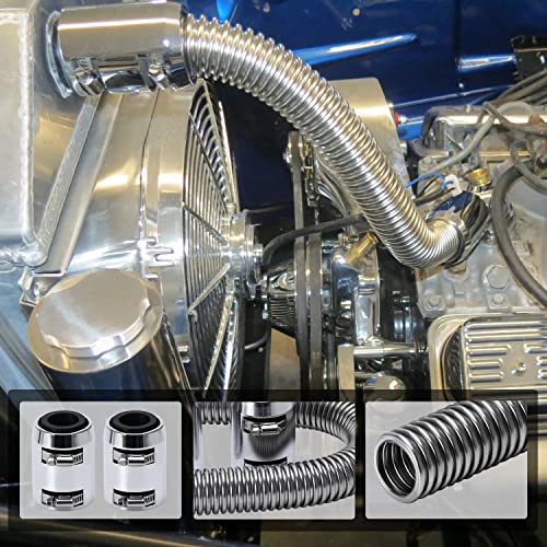 Universal 36" Stainless Steel Radiator Flexible Coolant Water Hose Kit W Cap Clamp Silver - size: Silver-36inch