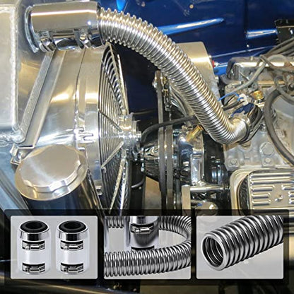 Universal 36" Stainless Steel Radiator Flexible Coolant Water Hose Kit W Cap Clamp Silver - size: Silver-36inch