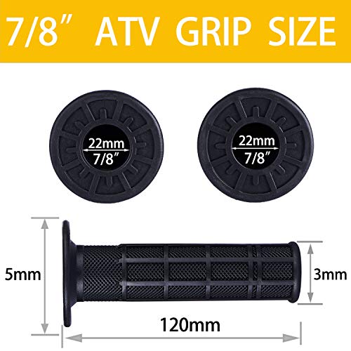 7/8'' ATV Grips Universal Handlebar Grips Soft Rubber Motorcycle Grip for ATV Polaris Thumb Throttle Kid Youth 4 Wheeler Quad 400ex - color: Black