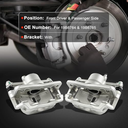 cciyu Front Left & Right Disc Brake Calipers With Bracket 19B6764 19B6765 - size: Front[19B6764+19B6765]