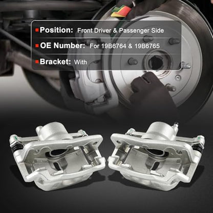 cciyu Front Left & Right Disc Brake Calipers With Bracket 19B6764 19B6765 - size: Front[19B6764+19B6765]