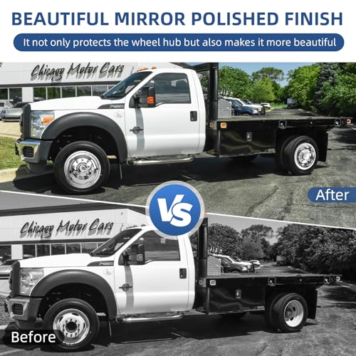 hightall 19.5 Wheel Simulators, 19.5" 10 Lug Stainless Steel Hubcaps,Polished Surface,2Pcs Front Wheel/2Pcs Rear Wheel,Bolts On Wheel Cover Set Compatible with Ford 2005-2025 F450/F550 - size: 19.5" For 2005-2025 F450 F550