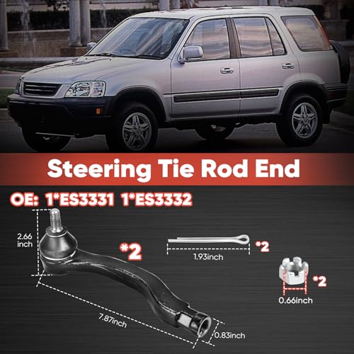 2PCS Front Outer Tie Rod Ends ES3331 ES3332 LH & RH, Tie Rod End Kit Fit for Acura EL Integra Honda Civic CR-V Civic Del Sol Fit Insight 1992-2014 - size: ES3331 ES3332