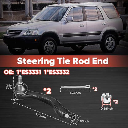 2PCS Front Outer Tie Rod Ends ES3331 ES3332 LH & RH, Tie Rod End Kit Fit for Acura EL Integra Honda Civic CR-V Civic Del Sol Fit Insight 1992-2014 - size: ES3331 ES3332