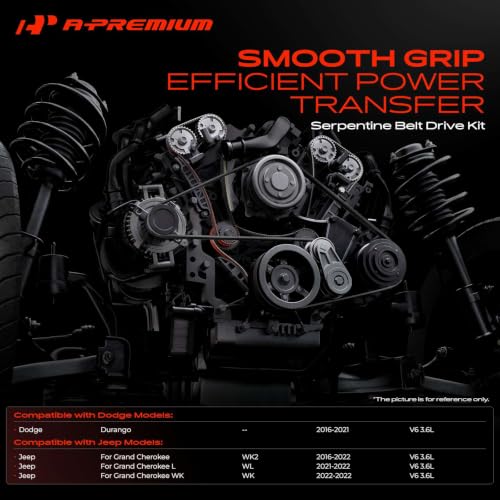A-Premium Engine Serpentine Belt Drive Kit w/Tensioner & Idler Pulley