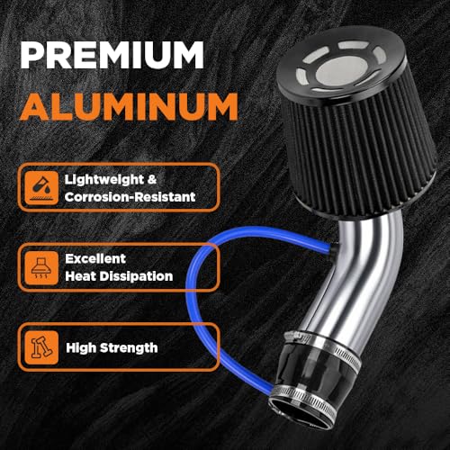BARTOO 3 Inch Cold Air Intake Pipe Turbo Piping for Car Truck Silver - color: Z-Silver Pipe