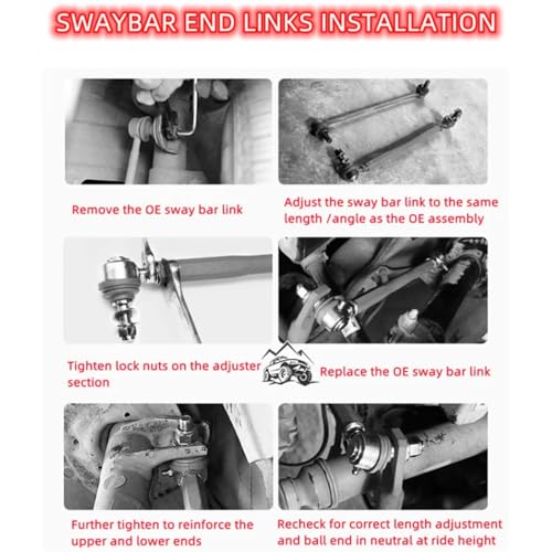 Rear Adjustable Stabilizer Sway Bar Link Kit Fit for FJ CRUISER GSJ1 / LAND CRUISER PRADO 120 150 / Lexus GX470 2003-2009,12mm Ball Joint Adjustable Suspension Kit