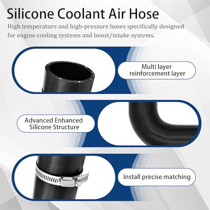 1 1/2" Silicone Coolant Air Hose 12" Length with 2 Clamps – Turbo Intake Radiator Coupler Hose (90 Degree, 1.5" ID) - color: 90 Degree black, size: 1 1/2" ID
