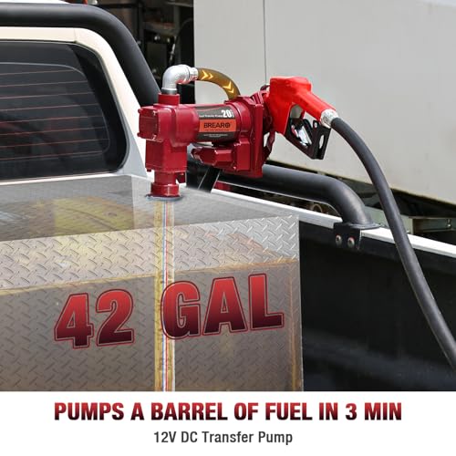 Fuel Transfer Pump 12V DC 20 GPM, High-Flow Cast Iron Heavy-Duty Pump for Gasoline, Diesel, Kerosene, Ethanol, Methanol, and Biodiesel - color: Red 20