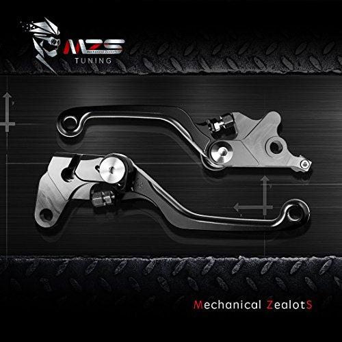 MZS Black Dirt Bike Brake Clutch Levers Adjustable Foldable Pivot Short Set - color: Black, size: WR250F/WR450F/KLX300R/KLX450R
