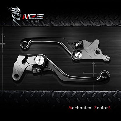 MZS Black Dirt Bike Brake Clutch Levers Adjustable Foldable Pivot Short Set - color: Black, size: WR250F/WR450F/KLX300R/KLX450R