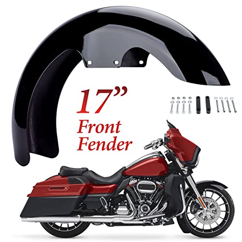Motorcycle 17 inches Front Fender, Wheels Wrap Front Fender Fit for Harley Touring Road King Road Glide Electra Glide Street Glide (Gloss Black)