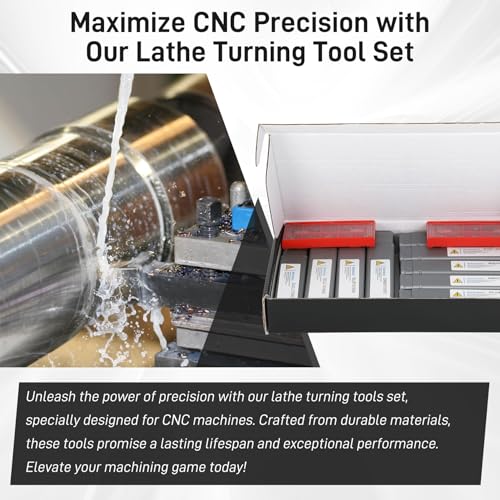 Indexable Lathe Turning Tool 27Pcs Kit 3/8'' 10mm Shank, 9Pcs Metal Lathe Tools Holder Set with 18Pcs Inserts, for Turning Grooving Threading Boring, Lathe Tooling with Reverse Tool Design - style: 9pcs 3/8'' 10mm Shanks+18pcs Inserts