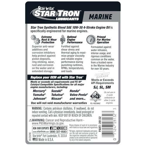 STAR BRITE Pro Star Super Premium Synthetic Blend 10W30 Marine Oil - size: 32 OZ, style: 10w-30