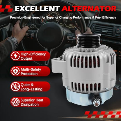 13859 Alternator Fit for Sequoia 2001-2002 V8 4.7L, for Tundra 2000 2001 2002 V8 4.7L, Replace OE 27060-0F020-84, 102211-0610 - size: 13859 | 100A