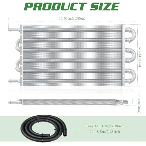 Universal 5/16" Transmission Oil Cooler Kit, Aluminium alloy 6 Pass Tube and Fin Oil Cooler Kit with Hose Mounting Kit, Silver - color: Silver, size: 6 Pass